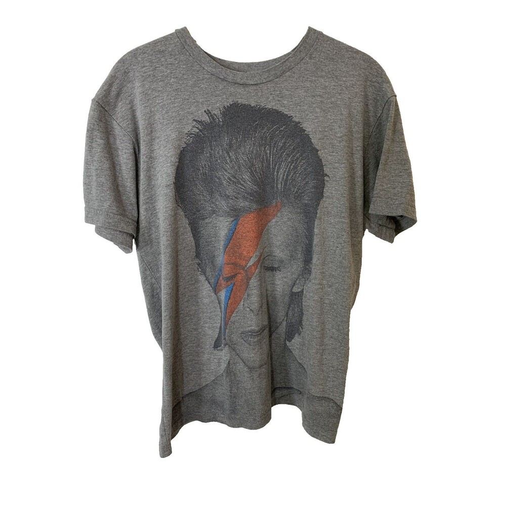 David Bowie Aladdin Sane Lightning Bolt T-Shirt Size Small Gray Crewneck Unisex - Picture 2 of 9
